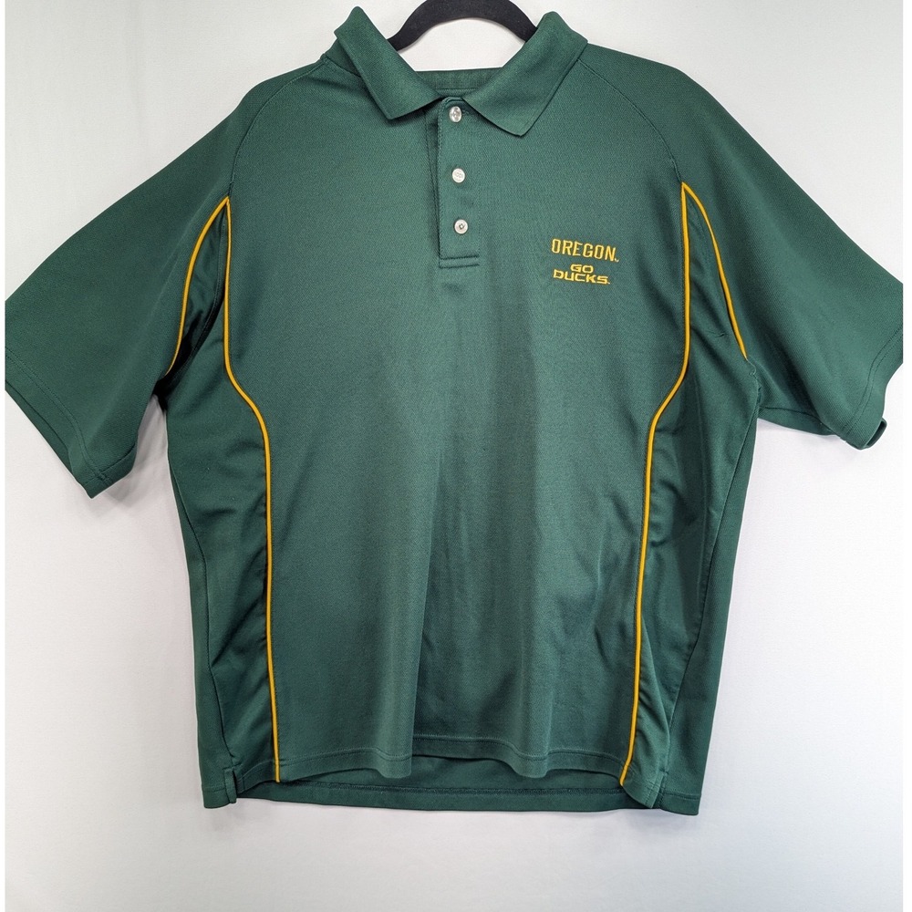 Starter‎ Oregon Go Ducks Polo Shirt Mens Large Green Yellow Short Sleeve NCAA